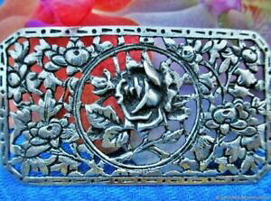 【送料無料】ジュエリー・アクセサリー オールドローズシルバーアールデコローゼフランスアンティークブローチローズシルバープレートbroche ancienne roses art deco argente france antique brooch roses si