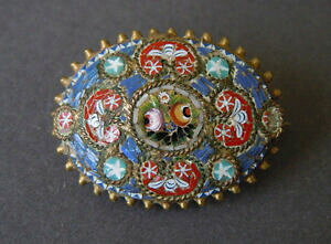 yzWG[EANZT[ S[f~tBI[}CNUCNu[`antique petit dore millefiori micro mosaique broche 2,7 x 2,0 cm 8,1 g