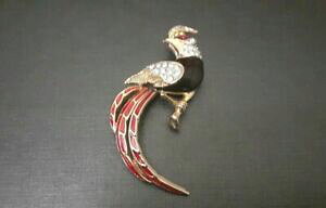 yzWG[EANZT[ CXg[u[`broche ancienne oiseaux de paradis metal dore laque noir amp; rouge strass xxeme