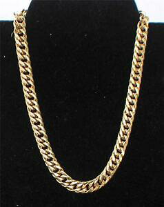 yzWG[EANZT[ Be[WlS[ftbg`F[NlbNXvintage signe monet dore epais plat chaine lien 18 collier