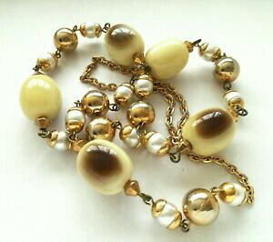 【送料無料】ジュエリー・アクセサリー ジュエルアンシアンヴィンテージジョリコリアーベージュビーズbijou ancien vintage joli collier grosses perles beige et marron