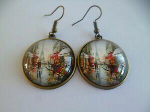 �y���������z�W���G���[�E�A�N�Z�T���[ �l�b�N���X�l�b�N���X�C�������O�J�{�V����parure collier boucles doreilles bronze cabochon rues de paris 25mm