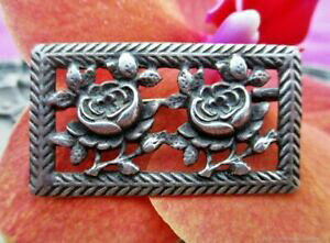 【送料無料】ジュエリー・アクセサリー オールドブローチバラシルバーアールデコフランスアンティークブローチancienne broche ancienne deux roses argent art deco france antique brooch deux