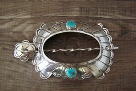 【送料無料】ジュエリー・アクセサリー ナバホメインスタンプターコイズシルバースティックバレッタnavajo main estampe turquoise argent baton barrette