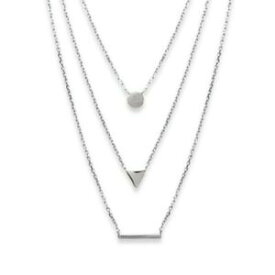 【送料無料】ジュエリー・アクセサリー ネックレスローディエトローチcollier en argent massif 925 rhodie trois rangs pastille triangle et rectangle