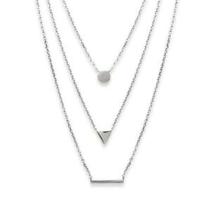 �y���������z�W���G���[�E�A�N�Z�T���[ �l�b�N���X���[�f�B�G�g���[�`collier en argent massif 925 rhodie trois rangs pastille triangle et rectangle