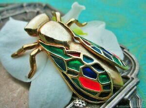 【送料無料】ジュエリー・アクセサリー ブローチグランドセミエナメルフランスアンティークブローチグランドセミギルbroche ancienne grand cigale dorure email france antique brooch grand cigale gil