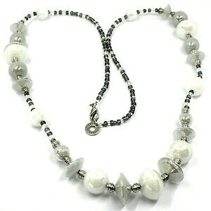 【送料無料】ジュエリー・アクセサリー コラーナアンティカムリーナヴェネツィアディスキオバリスフェレビアンコcollana antica murrina venezia, co954a02, dischi ovali sfere, bianco, 80 cm