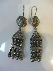 yzWG[EANZT[ COCO^[RCYVo[belle,vieux boucles doreilles,boucles doreilles ,925 argent avec turquoises