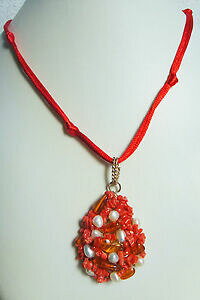 yzWG[EANZT[ R[ihiRVIhCAWFgRRAup[collana donna con ciondolo in argento con corallo ambra perle
