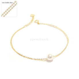 【送料無料】ジュエリー・アクセサリー ゴールドアンクレットスワロフスキーパールダブルアンクルブレスレットジュエリーgenuine 14k gold anklet 6mm swarovski pearl double ankle bracelet women jewelry