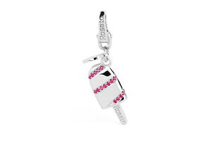 yzWG[EANZT[ AWFgWRj[UzVIhWF[gTg`[ciondolo gelato rosato charm in argento 925 zirconi rosa ho005