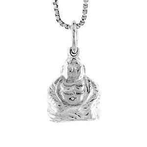 �y���������z�W���G���[�E�A�N�Z�T���[ �V���o�[�X�^�[�����O�u�b�_�y���_���g�u�����b�N�C���`�C�^���A���`�F�[���{�b�N�Xargent sterling bouddha 3d pendentif breloque, 18 italien boite chaine