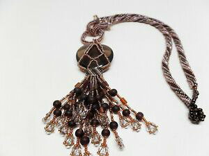 yzWG[EANZT[ Be[Wp[NH[cX[Nn[gtW[magnifique vintage perle quartz fume coeur frange collier