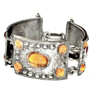 yzWG[EANZT[ fUCi[uXbgBe[WJtbLVo[OXIWWGisa laure bracelet createur manchette vintage plaque argent verre orange bijou