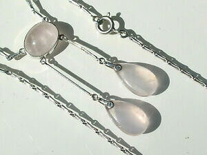 yzWG[EANZT[ {[RA[AVAA[fRCA[WFgCAWFg[Ybeau collier neglige ancien 192030 art deco en argent avec quartz rose