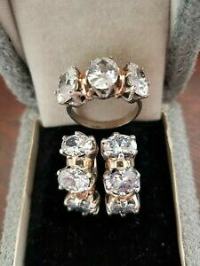 yzWG[EANZT[ S[hOZbgensembles boucles doureilles et bague en argent et or 9k