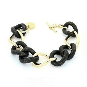 yzWG[EANZT[ EmAGub`[hiJeiOb^u]unoaerre bracciale donna catena grumetta bronzo pvd oro e nero con spruzzate oro