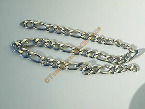 yzWG[EANZT[ `FCRA[CtBKVo[fIsACILVhX`[chaine collier 50 cm maille figaro 13 duo argente pur acier inoxydable 12 mm