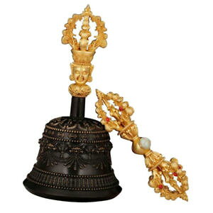 �y���������z�W���G���[�E�A�N�Z�T���[ �l�p�[���`�x�b�g���@�W�����x���h���G�Z�b�g�v���G�����Otemple bouddhiste tibetain du nepal vajra bell et dorje set priering singing