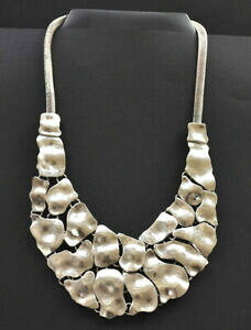 yzWG[EANZT[ vXglbNXVo[^RX`[WG[Be[WWG[collier moderne plastron wj metal argente bijou fantaisie femme vintage jewelry