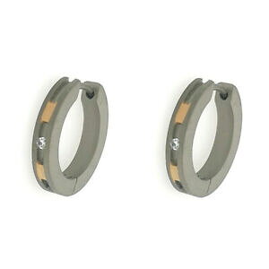 �y���������z�W���G���[�E�A�N�Z�T���[ �N���I�[���`�^���C�������O�W���R��boucles doreilles charniere creoles en titane bicolore avec zircon o17mm 90056