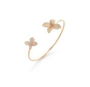 yzWG[EANZT[ AWFgojI[UGWRjrALubJWhtBIbracciale rigido due fiori in argento 925 bagno oro rosa e zirconi bianchi br072