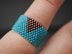 �y���������z�W���G���[�E�A�N�Z�T���[ �^�[�R�C�Y�u���E���K���X�p�[�������Obague avec perles en verre en turquoise braun extensible