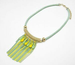 yzWG[EANZT[ vXgRh`[u^}``F[fB[Xt@bVO[cc864 * collier plastron cordon tube metal et multichaines mode femme vert