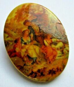 yzWG[EANZT[ ancienne broche simple camee beau bijou vintage resine scene galante 5031