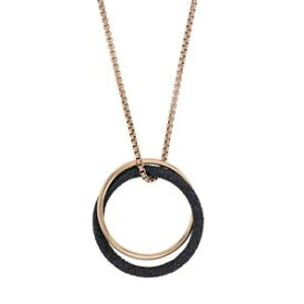 【送料無料】ジュエリー・アクセサリー ブラックスパンコールリングピンクゴールドスチールネックレスcollier acier dore rose avec deux anneaux dont un paillete noire