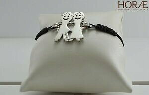 yzWG[EANZT[ ub`hiCroAWFg`[o{}}RbsANI[eXlbracciale donna i birba argento 925 charms babbo mamma coppia cuore tessuto nero