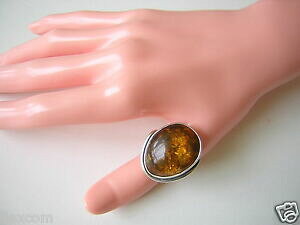 yzWG[EANZT[ Vo[OEBYnj[lC`[Ao[xl 925 bague en argent avec miel nature ambre 10,9 g19,4 mm