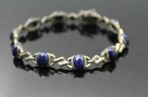 �y���������z�W���G���[�E�A�N�Z�T���[ ���B���e�[�W�_�[�N���Y���e�j�X�V���o�[�X�^�[�����O�u���X���b�gvintage fonce lapis lazulli tennis argent sterling bracelet 197cm