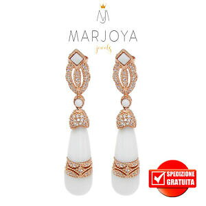 yzWG[EANZT[ AWFg[GWR[jAK^rAJIbL[jRyhorecchini con pendoli in agata bianca in argento 925 rose e zirconi