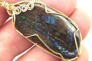 �y���������z�W���G���[�E�A�N�Z�T���[ �r���[�g�S�[���h�t�B�����O�p�b�N�{���_�[�I�[�X�g�����A�I�p�[���y���_���g�`�F�[��butw 14k or remplissage emballe boulder australienne opale pendentif wchaine