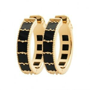 【送料無料】ジュエリー・アクセサリー メッキクレオールリングアゲートcreoles en plaque or anneaux pave en agate noire