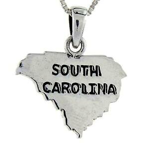 �y���������z�W���G���[�E�A�N�Z�T���[ �V���o�[�X�^�[�����O�T�E�X�L�������C���J�[�h�y���_���g�u�����b�N�C�^���Aargent sterling south caroline etat carte pendentif breloque,18 italien