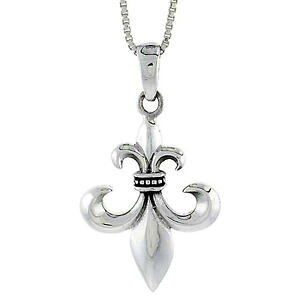 �y���������z�W���G���[�E�A�N�Z�T���[ �V���o�[�X�^�[�����O�t�����[�I�u���X�y���_���g�u�����b�N�C���`�C�^���A���`�F�[���{�b�N�Xargent sterling fleur de lis pendentif breloque, 18 italien boite cha