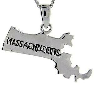 �y���������z�W���G���[�E�A�N�Z�T���[ �V���o�[�X�^�[�����O�}�T�`���[�Z�b�c�J�[�h�y���_���g�u�����b�N�C�^���Aargent sterling massachusetts etat carte pendentif breloque,18 italien