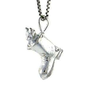 �y���������z�W���G���[�E�A�N�Z�T���[ �V���o�[�X�^�[�����O�u�[�c�y���_���g�u�����b�N�C�^���Aargent sterling botte w chat interieur 3d pendentif breloque,18 italien