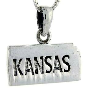 �y���������z�W���G���[�E�A�N�Z�T���[ �V���o�[�X�^�[�����O�J���U�X�J�[�h�y���_���g�u�����b�N�C�^���A�{�b�N�X�`�F�[��argent sterling kansas etat carte pendentif breloque,18 italien boite chaine