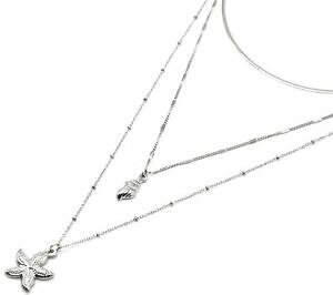 yzWG[EANZT[ VFV[X^[Vo[X`[gv`F[lbNXcc3173e collier triple chaines avec coquillage et etoile de mer acier argente