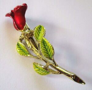 yzWG[EANZT[ gsNS[hS[hO[bhS[hu[`broche retro rose rouge bijou vintage couleur or email vert et rouge 4456