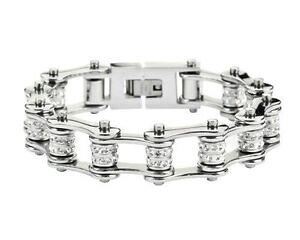 yzWG[EANZT[ Vo[_uuOoCNuXbg`F[Z[femmes acier inoxydable argent double bling velo bracelet chaine usa vendeur