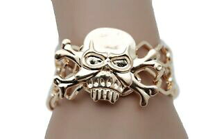 �y���������z�W���G���[�E�A�N�Z�T���[ ���^���S�[���f���u���X���b�g�t�@�b�V�����`�F�[���X�P���g���S�V�b�N�u�����b�Nfemme metal dore bracelet poignet mode chaine squelette crane gothique breloque