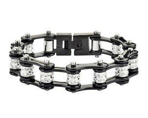 yzWG[EANZT[ X`[ubN_uuOoCNuXbg`F[femmes acier inoxydable noir double bling velo bracelet chaine nous vendeur