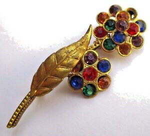 yzWG[EANZT[ u[`Be[WS[hJ[r[NX^Tt@CAGhbroche ancienne bijou vintage couleur or cristaux rubis saphir emeraude 2435