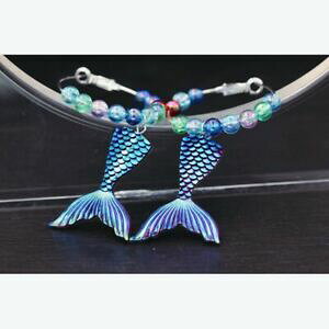 yzWG[EANZT[ COJtJ[oRXvJ[joRX`[sirene poisson boucles doreilles colore karnval cosplay costume carnaval