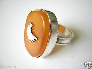 yzWG[EANZT[ OhAo[O`[tVo[WG[Ao[grand dambre bague avec motif argent veritable bijoux 9,5 g ambre
